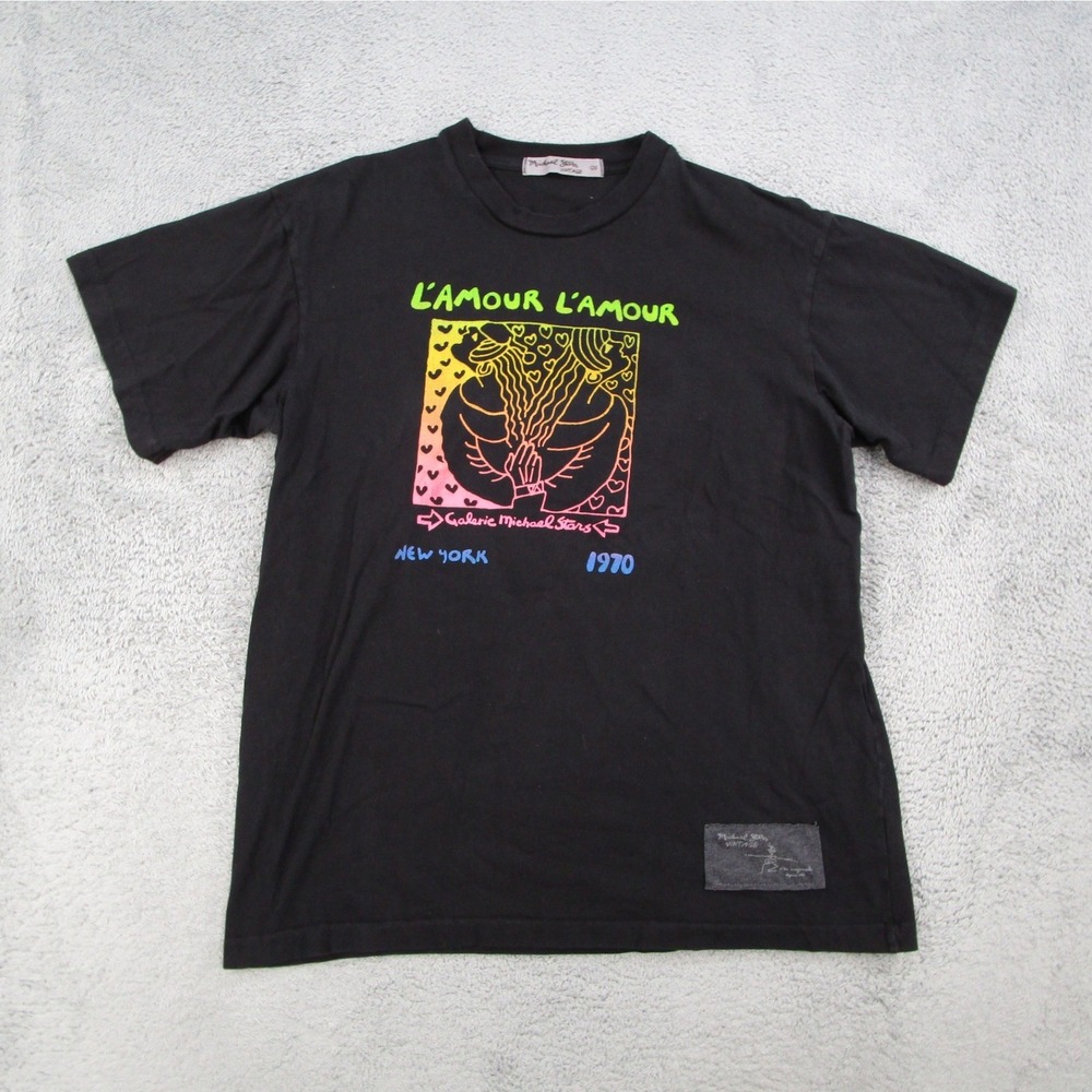 Michael Stars Vintage L'Amour L'Amour Graphic Tee Black OS New York 1970 Cotton